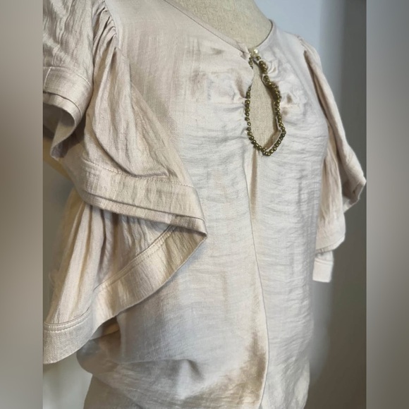 ASOS: Cream Ruffle Sleeve Blouse - Picture 2 of 3